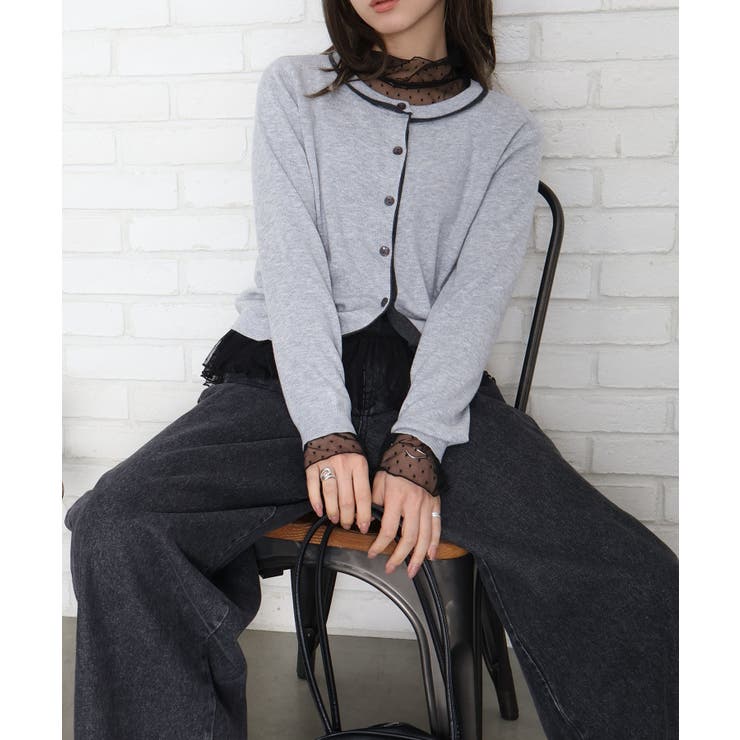 配色クルーカーディガン | SpRay | 詳細画像8 