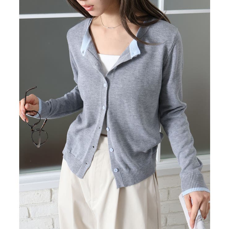 配色ニットカーディガン | SpRay | 詳細画像15 