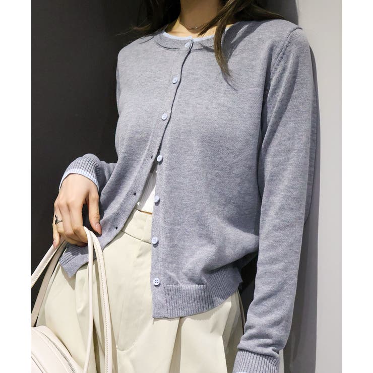 グレー | 配色ニットカーディガン | SpRay