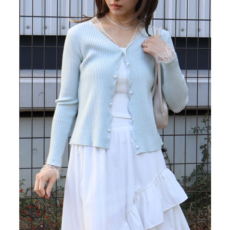 ドットチュールリブカーディガン | SpRay | 詳細画像8 