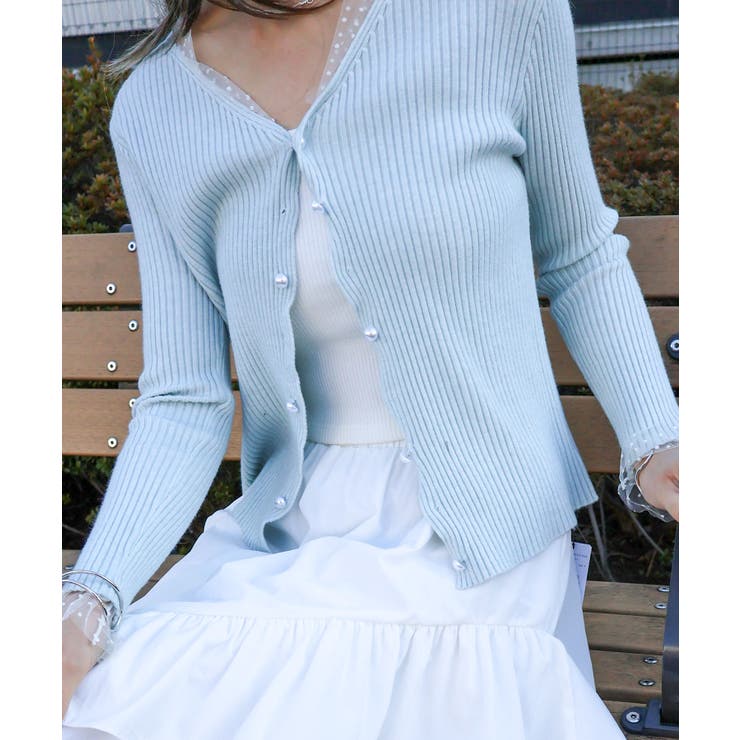 ドットチュールリブカーディガン | SpRay | 詳細画像9 