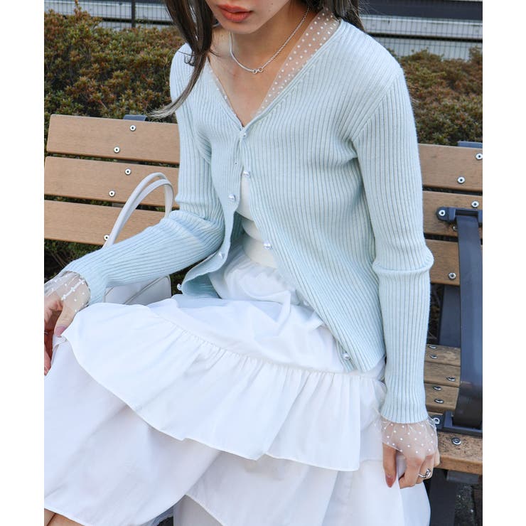 ドットチュールリブカーディガン | SpRay | 詳細画像10 