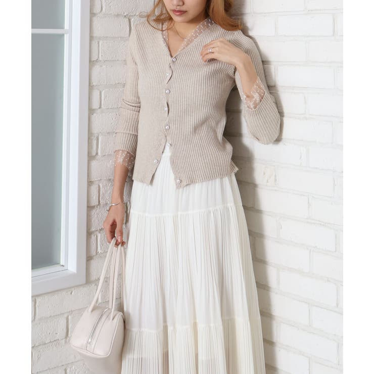 ドットチュールリブカーディガン | SpRay | 詳細画像14 