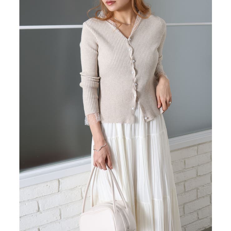 ドットチュールリブカーディガン | SpRay | 詳細画像15 