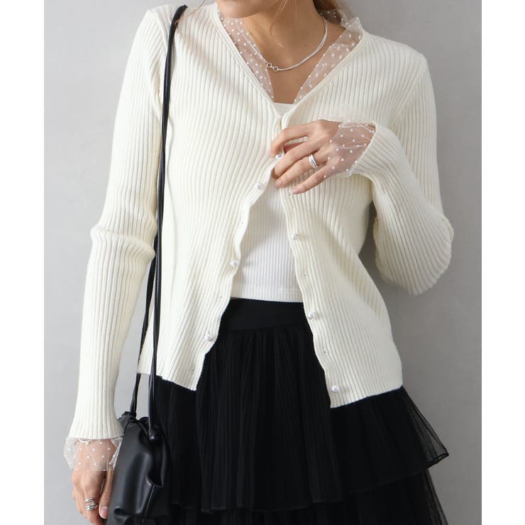 ドットチュールリブカーディガン | SpRay | 詳細画像20 