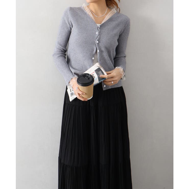 ドットチュールリブカーディガン | SpRay | 詳細画像25 