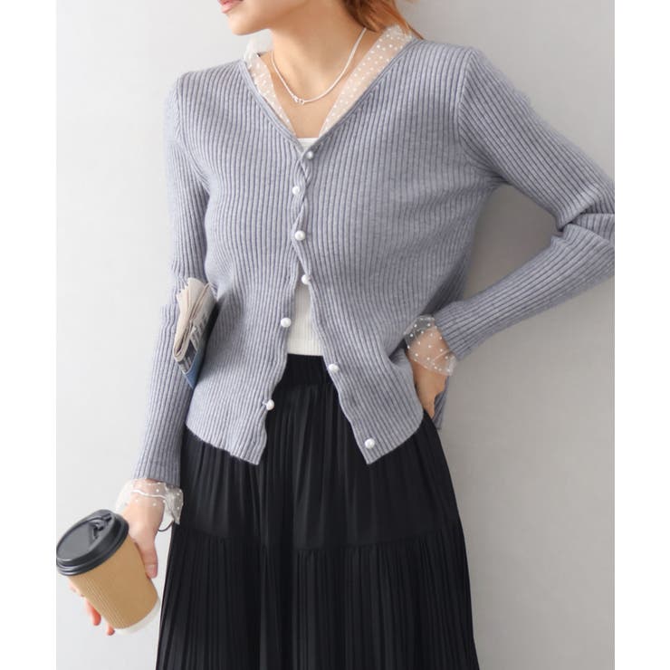 ドットチュールリブカーディガン | SpRay | 詳細画像26 