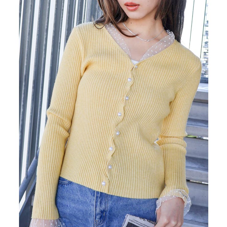 ドットチュールリブカーディガン | SpRay | 詳細画像3 