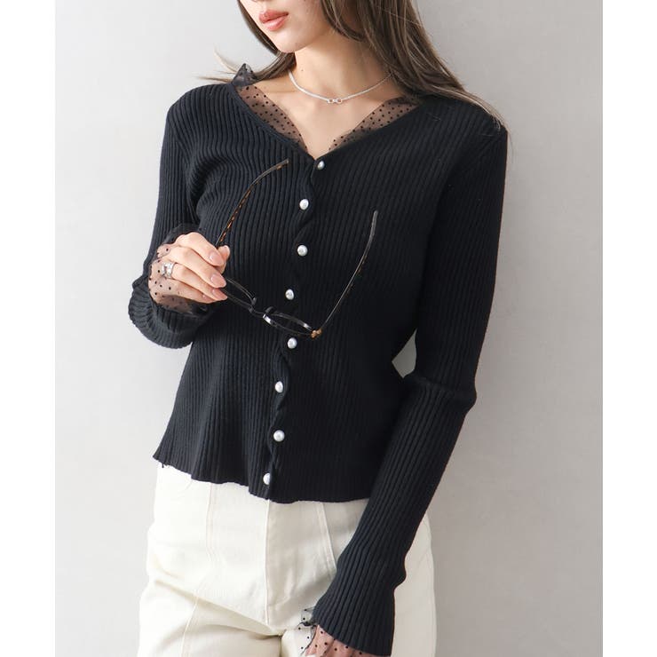 ドットチュールリブカーディガン | SpRay | 詳細画像37 