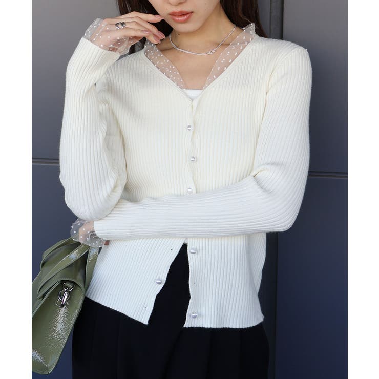 ドットチュールリブカーディガン | SpRay | 詳細画像45 