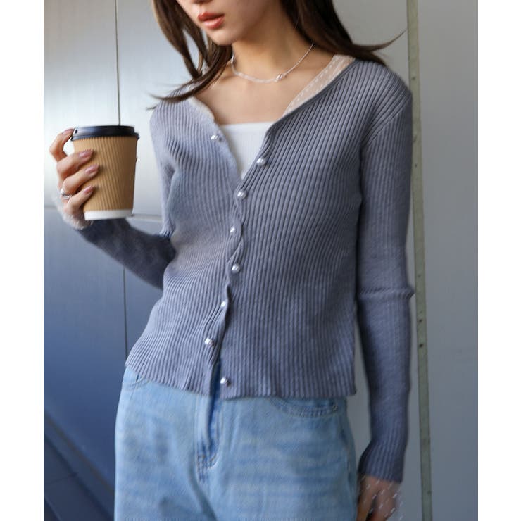 ドットチュールリブカーディガン | SpRay | 詳細画像6 