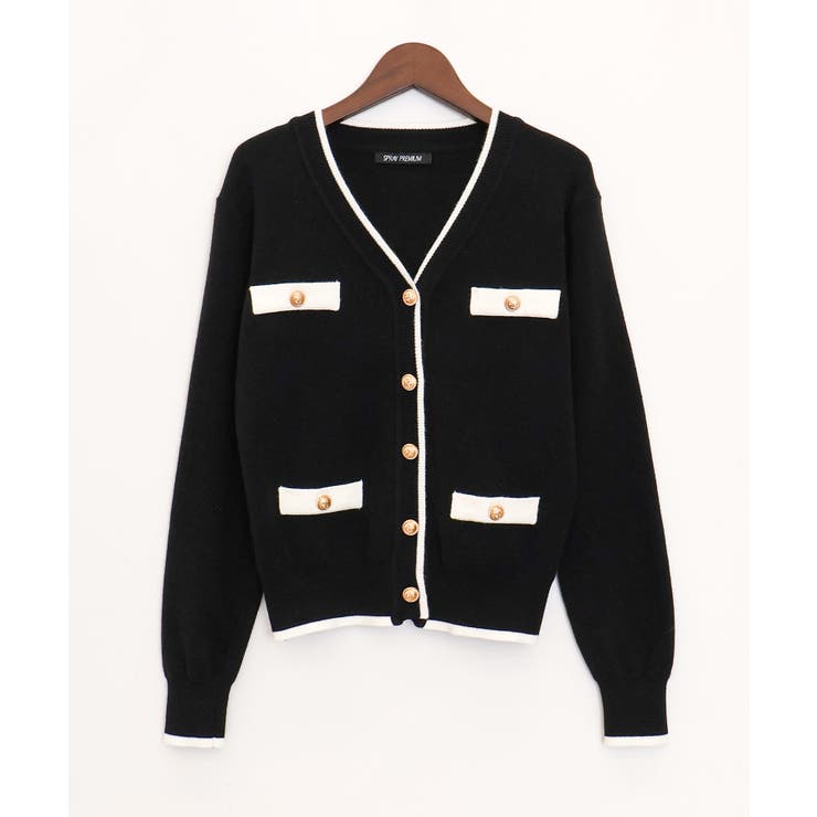 バイカラーVネックカーディガン | SpRay | 詳細画像7 