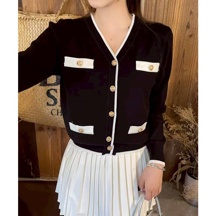 バイカラーVネックカーディガン | SpRay | 詳細画像6 