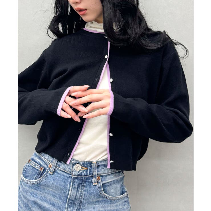 ブラック | 配色ニットカーデ | SpRay