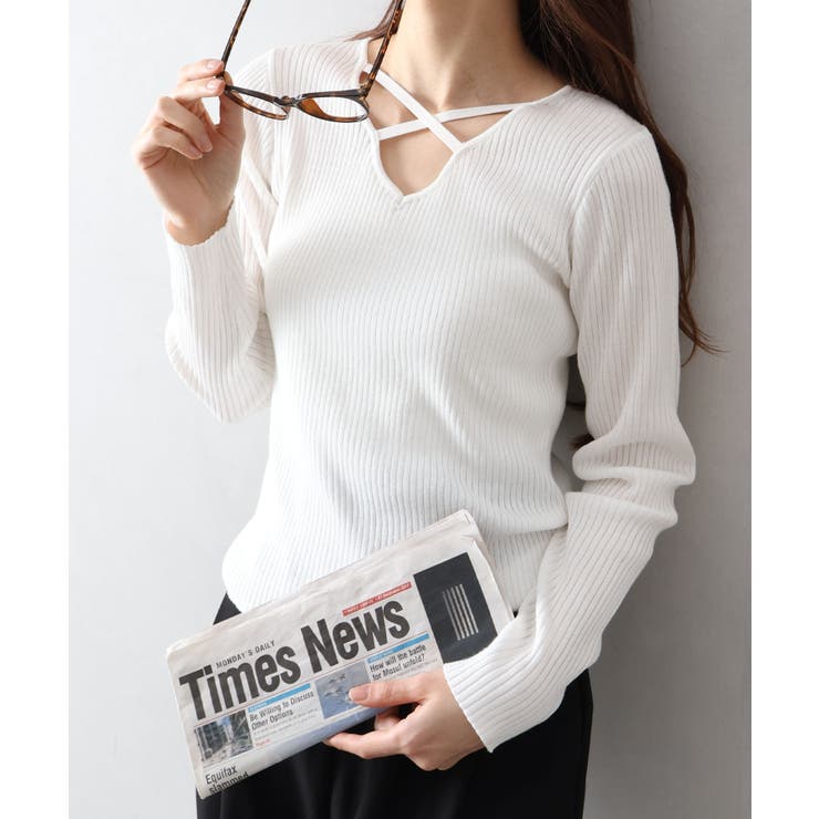 アイボリー | フロントクロスリブニット | SpRay