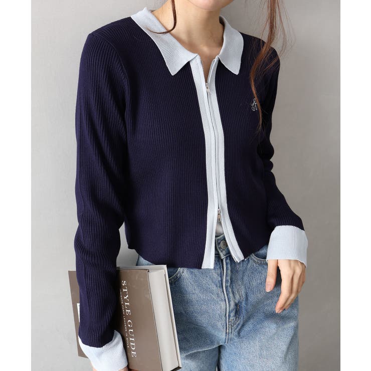 配色切替ジップカーディガン | SpRay | 詳細画像11 