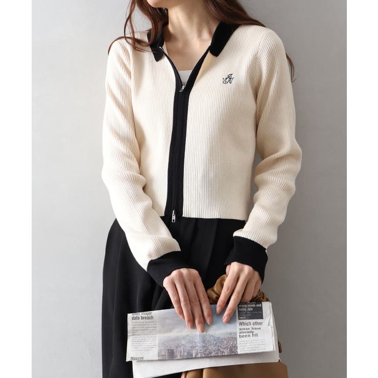 配色切替ジップカーディガン | SpRay | 詳細画像16 