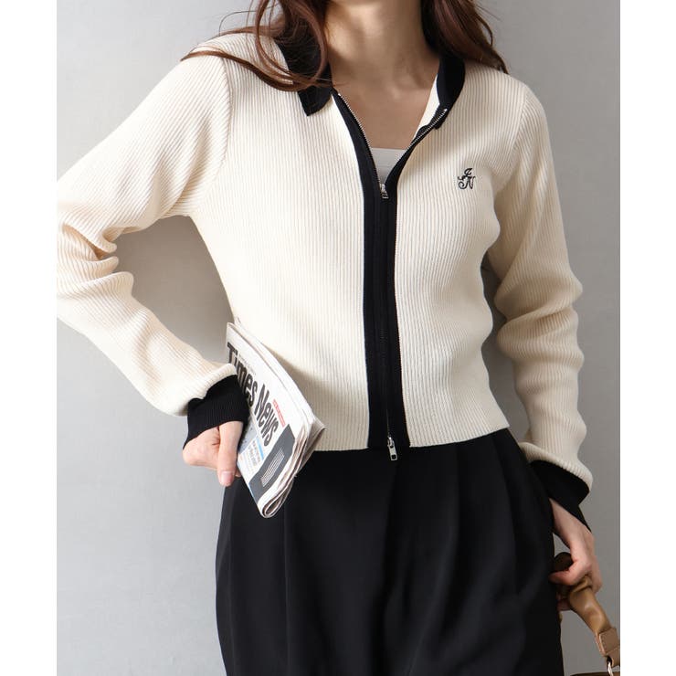 配色切替ジップカーディガン | SpRay | 詳細画像17 