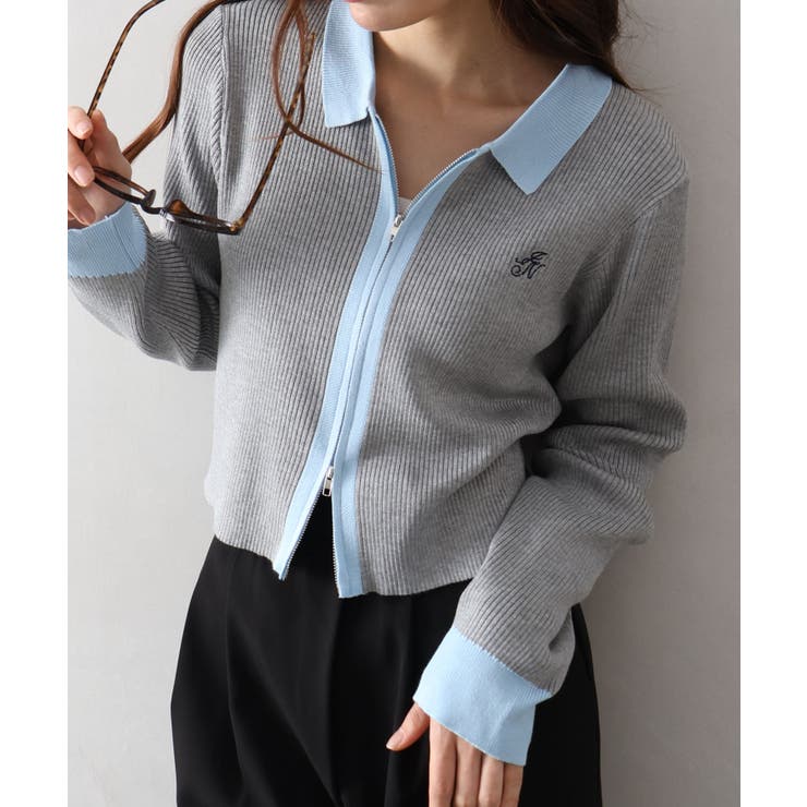 配色切替ジップカーディガン | SpRay | 詳細画像21 