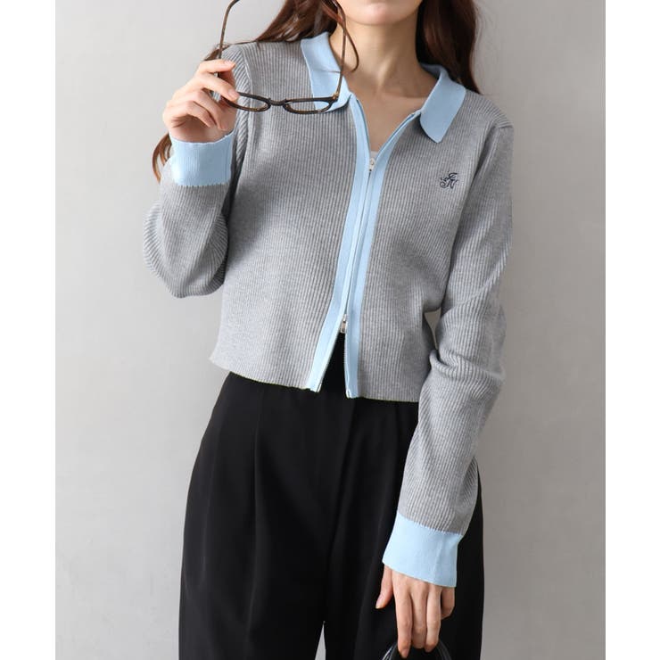 配色切替ジップカーディガン | SpRay | 詳細画像22 