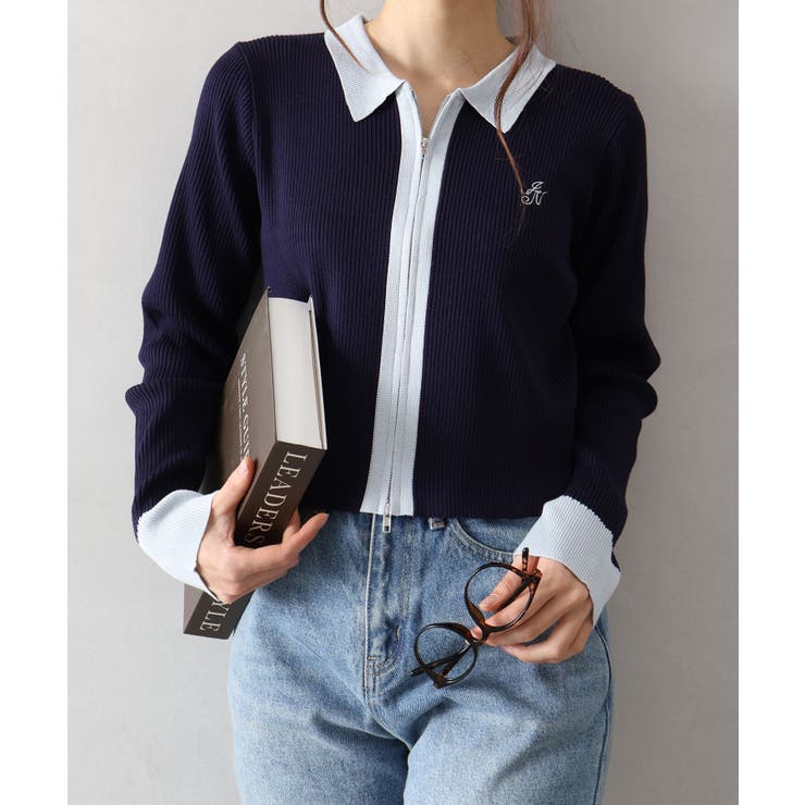 配色切替ジップカーディガン | SpRay | 詳細画像2 