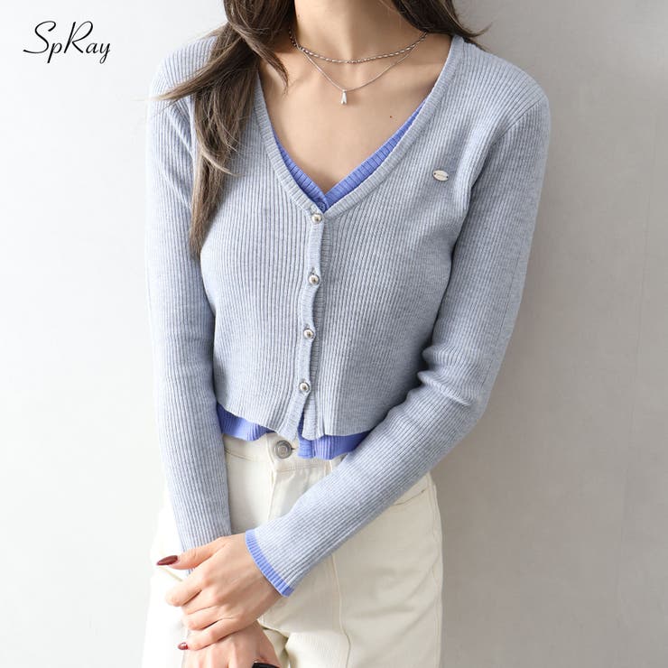 配色プレートカーディガン | SpRay | 詳細画像1 