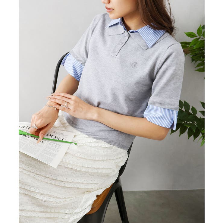 布帛切替ショートスリーブレイヤードポロ | SpRay | 詳細画像2 