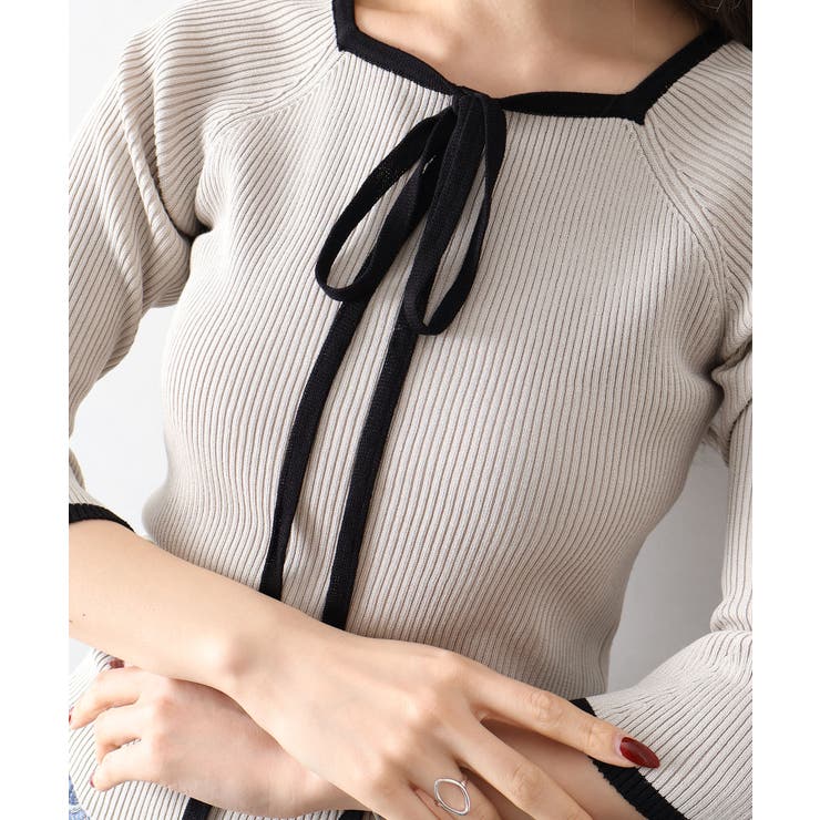 配色チョーカー付七分ニット | SpRay | 詳細画像11 