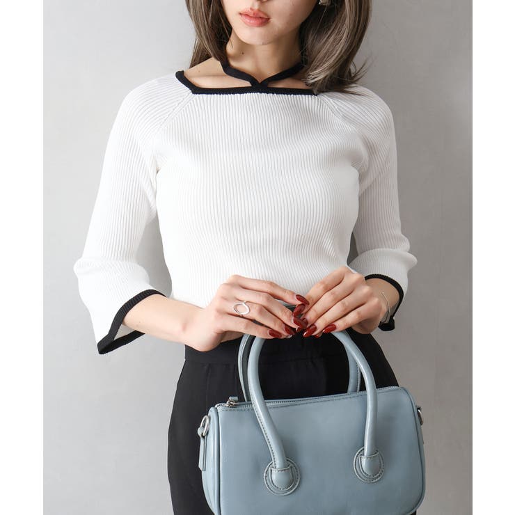 配色チョーカー付七分ニット | SpRay | 詳細画像22 