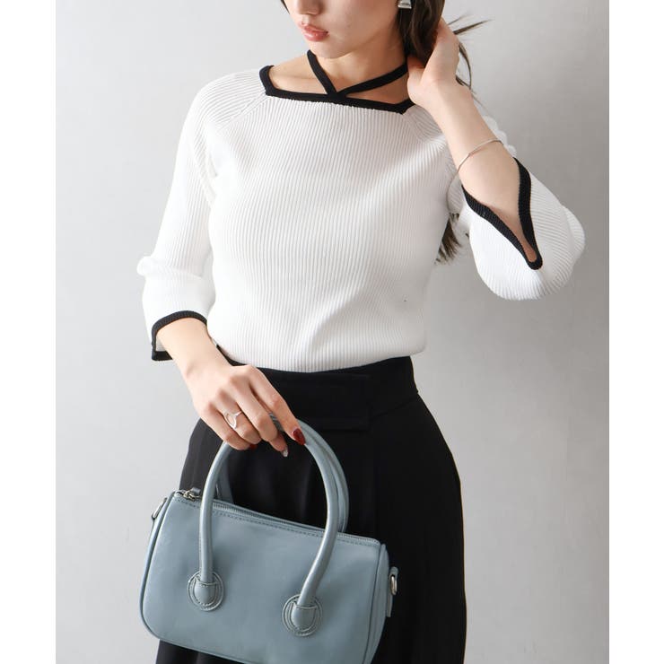 配色チョーカー付七分ニット | SpRay | 詳細画像23 