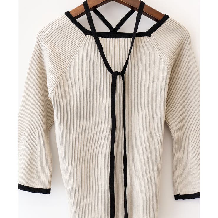 配色チョーカー付七分ニット | SpRay | 詳細画像36 