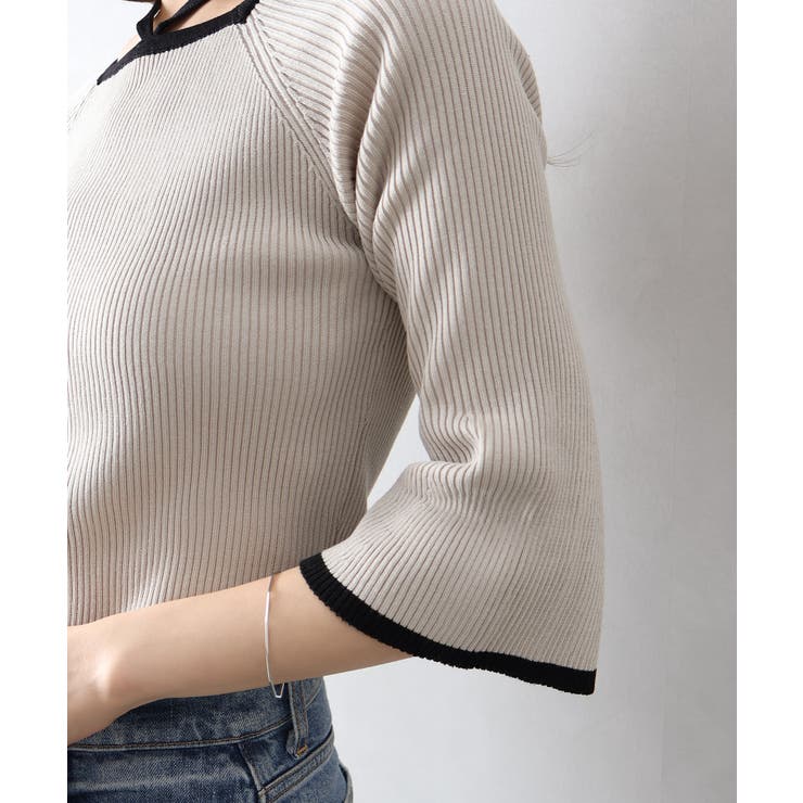 配色チョーカー付七分ニット | SpRay | 詳細画像7 