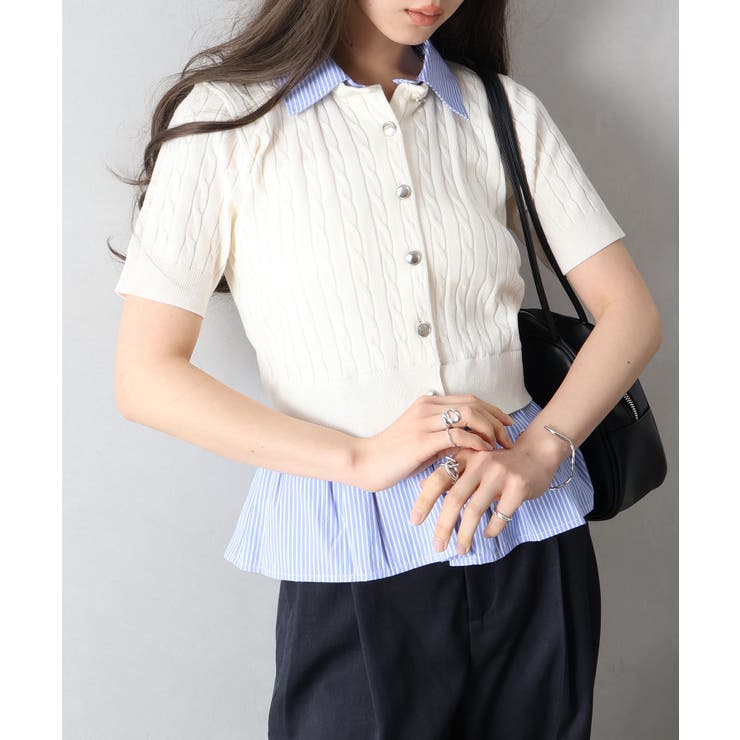 ケーブルドッキングショートスリーブカーディガン | SpRay | 詳細画像8 