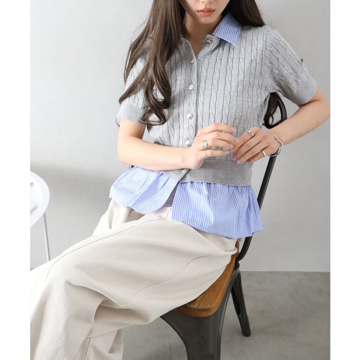 ケーブルドッキングショートスリーブカーディガン | SpRay | 詳細画像9 