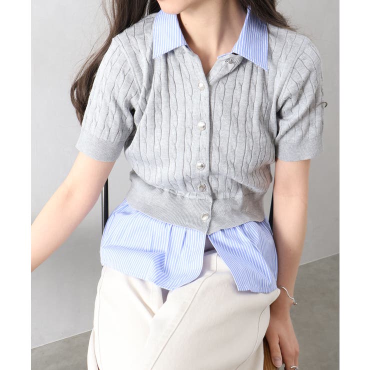 ケーブルドッキングショートスリーブカーディガン | SpRay | 詳細画像11 