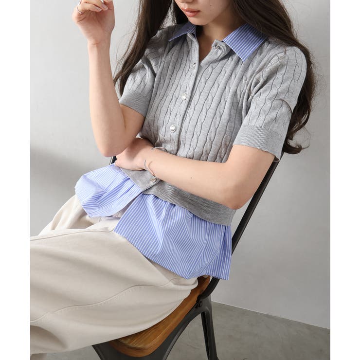 ケーブルドッキングショートスリーブカーディガン | SpRay | 詳細画像12 