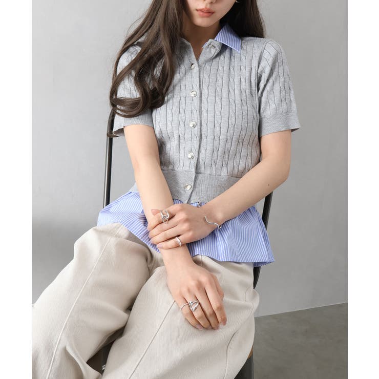 ケーブルドッキングショートスリーブカーディガン | SpRay | 詳細画像13 