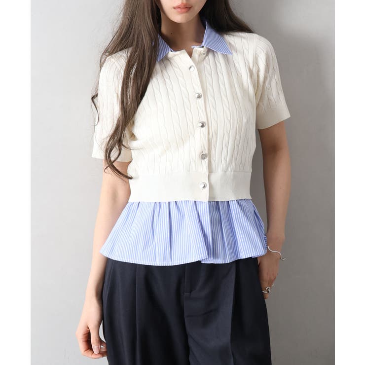 ケーブルドッキングショートスリーブカーディガン | SpRay | 詳細画像5 