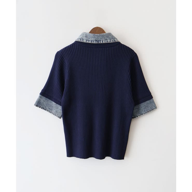 デニム切替ショートスリーブカーディガン | SpRay | 詳細画像13 