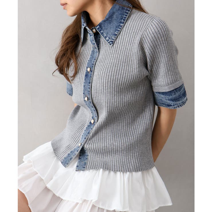 デニム切替ショートスリーブカーディガン | SpRay | 詳細画像19 