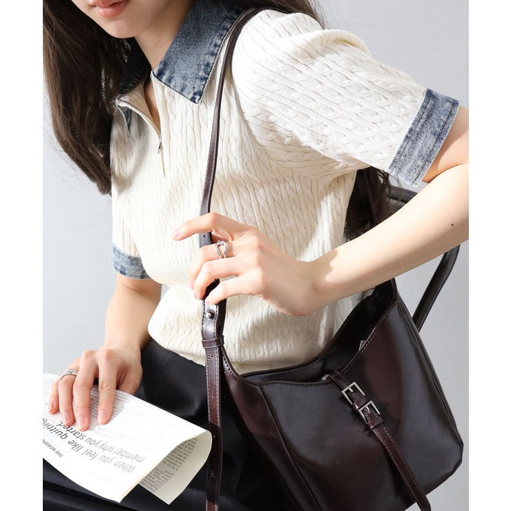 デニム切替ケーブルハーフジップショートスリーブ | SpRay | 詳細画像12 