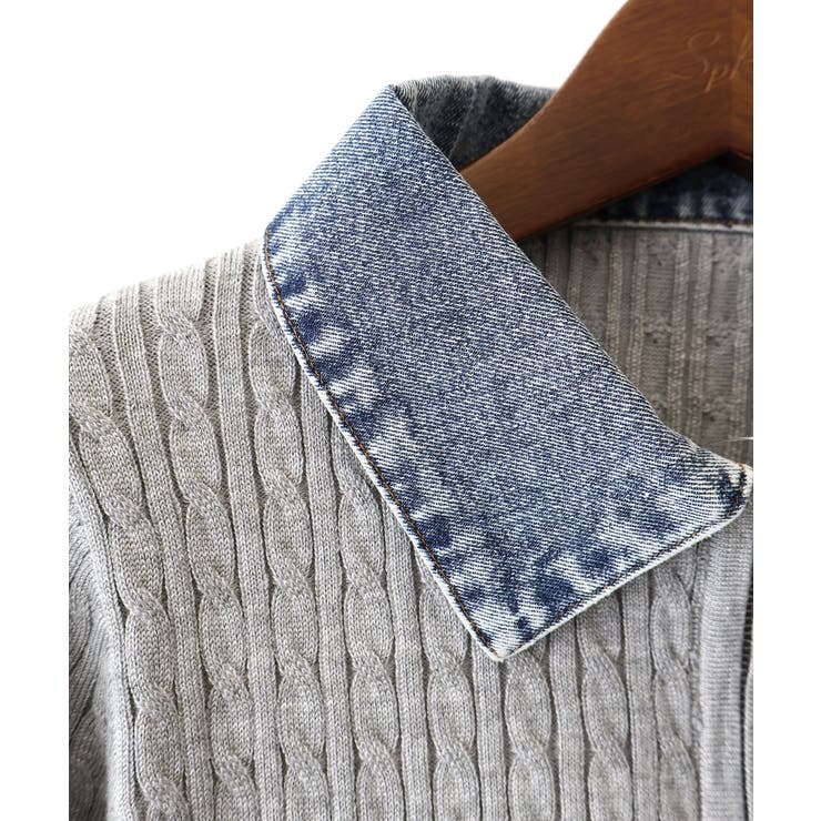 デニム切替ケーブルハーフジップショートスリーブ | SpRay | 詳細画像22 