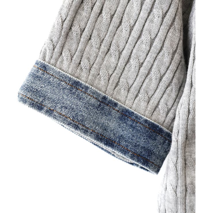デニム切替ケーブルハーフジップショートスリーブ | SpRay | 詳細画像23 