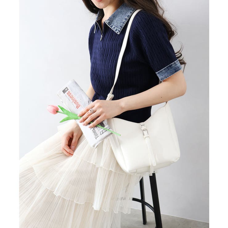 デニム切替ケーブルハーフジップショートスリーブ | SpRay | 詳細画像6 