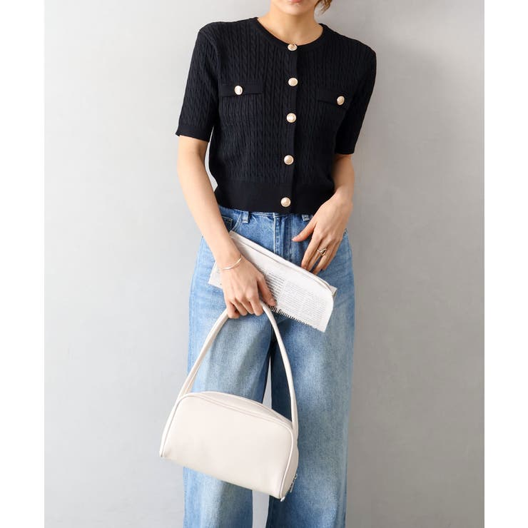 ケーブルメタルボタンショートスリーブカーディガン | SpRay | 詳細画像9 