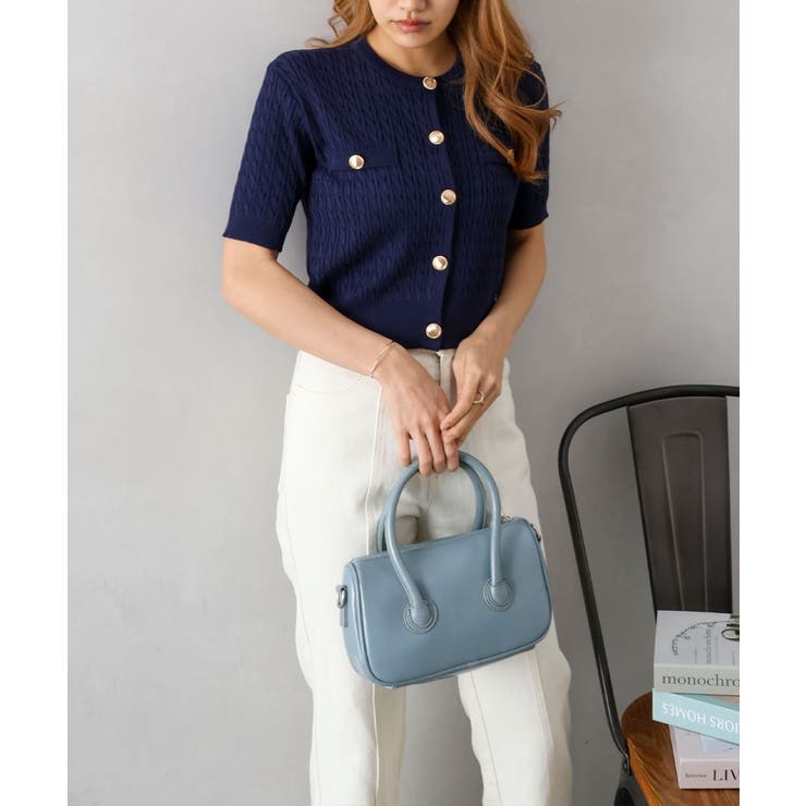 ケーブルメタルボタンショートスリーブカーディガン | SpRay | 詳細画像10 