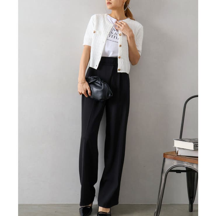 ケーブルメタルボタンショートスリーブカーディガン | SpRay | 詳細画像15 