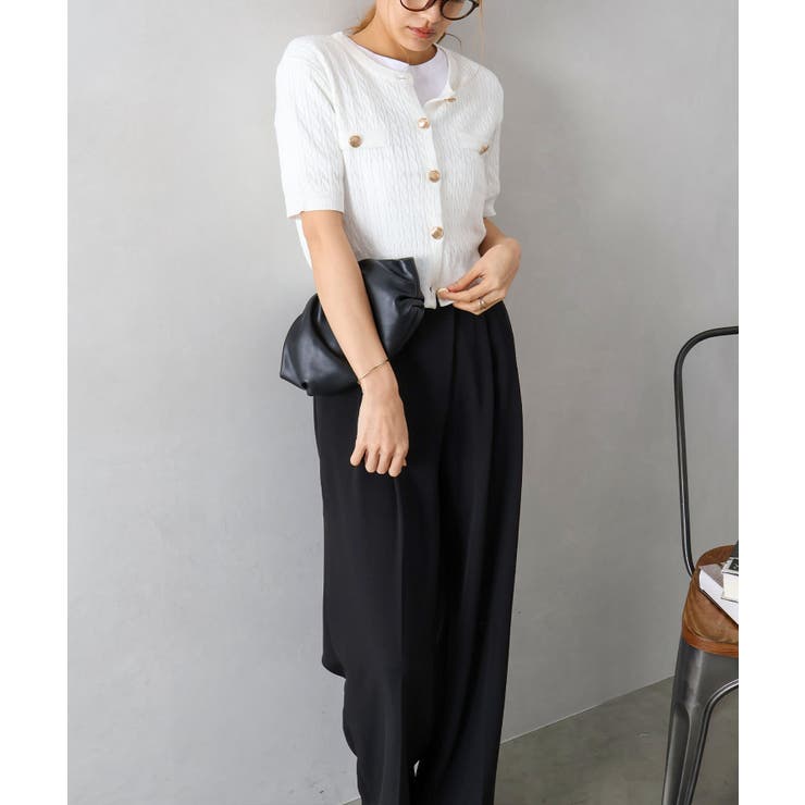 ケーブルメタルボタンショートスリーブカーディガン | SpRay | 詳細画像17 