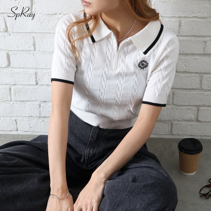 ケーブルハーフＺＩＰショートスリーブポロ | SpRay | 詳細画像1 