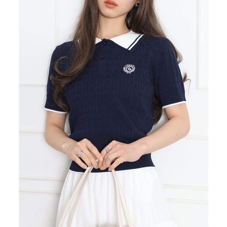 ケーブル2枚衿ショートスリーブ | SpRay | 詳細画像9 